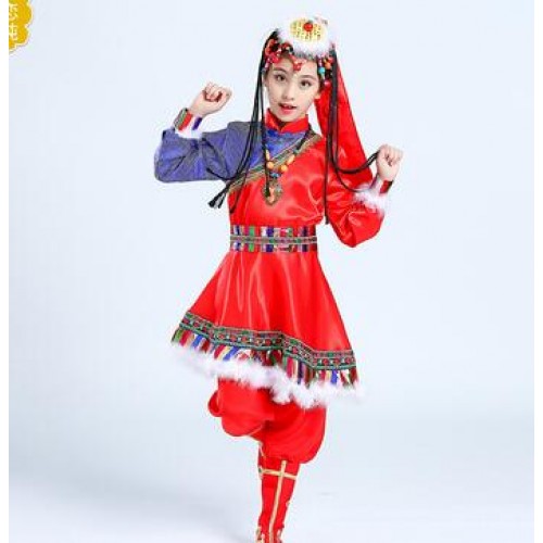 Girls Mongolian dance costumes traditional Chinese folk dance stage performance drama cosplay robes dresses